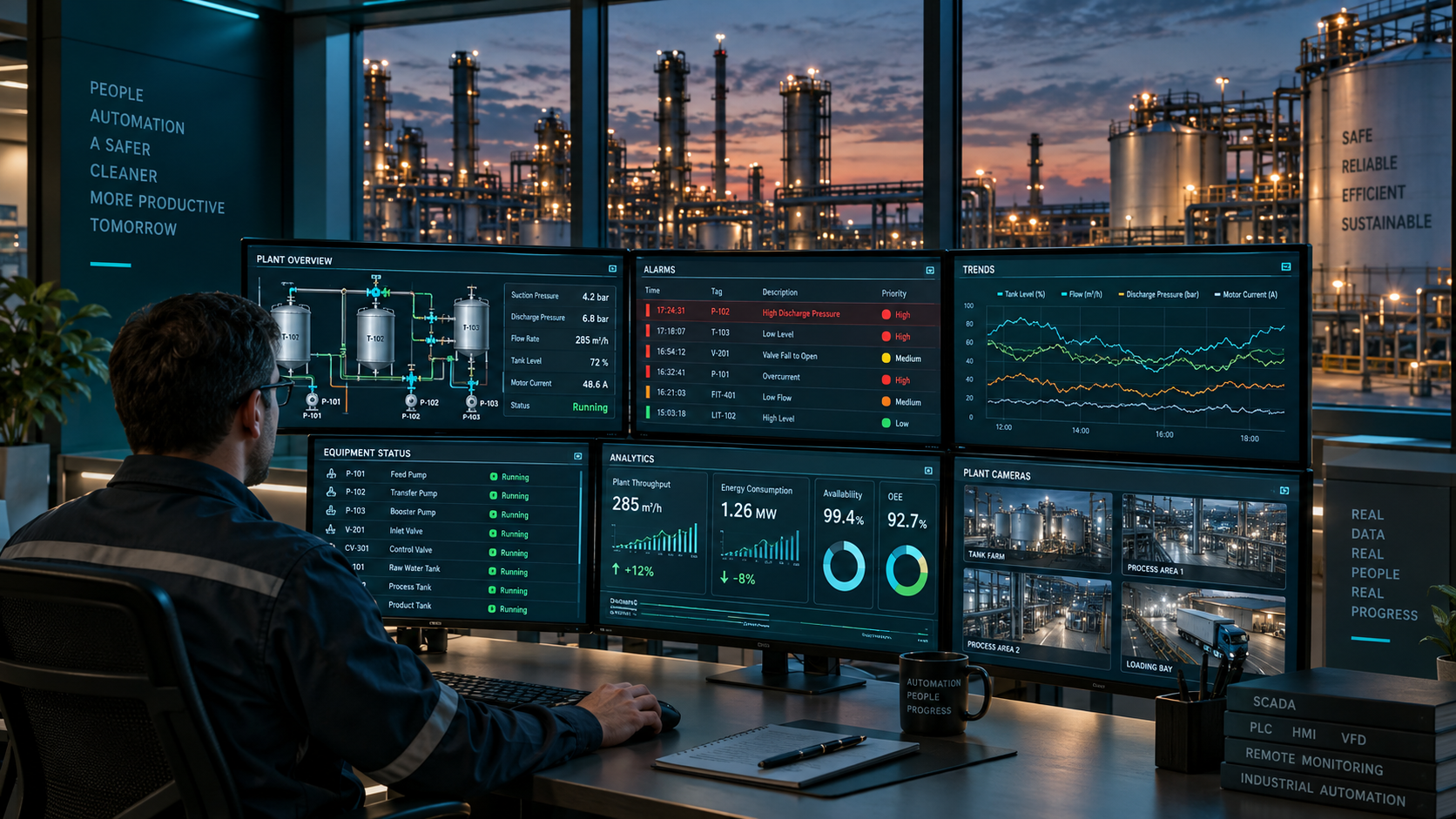 Industrial control room monitoring and control system